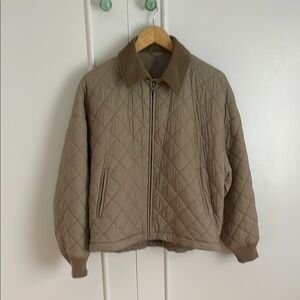 Uniqlo Tan Puffer Jacket Lightweight Quilted Design